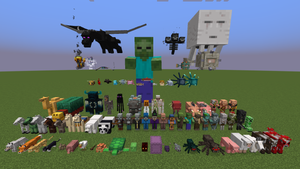 Picture of various minecraft mobs