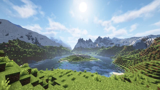 Beautiful view of a mountain side in minecraft