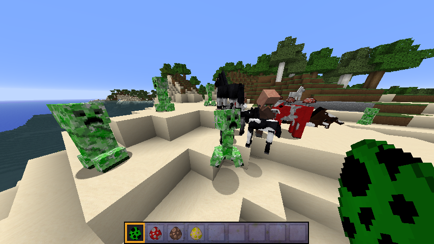 Various Minecraft Mobs Various Mobs such as the creeper, villager, horse and mooshroom